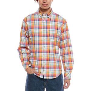 James Campbell Mens  Plaid Shirt, Orange